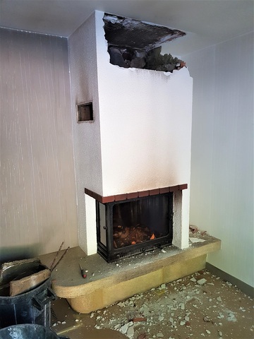 Cheminée endommagée suite à un incendie sur Perpignan